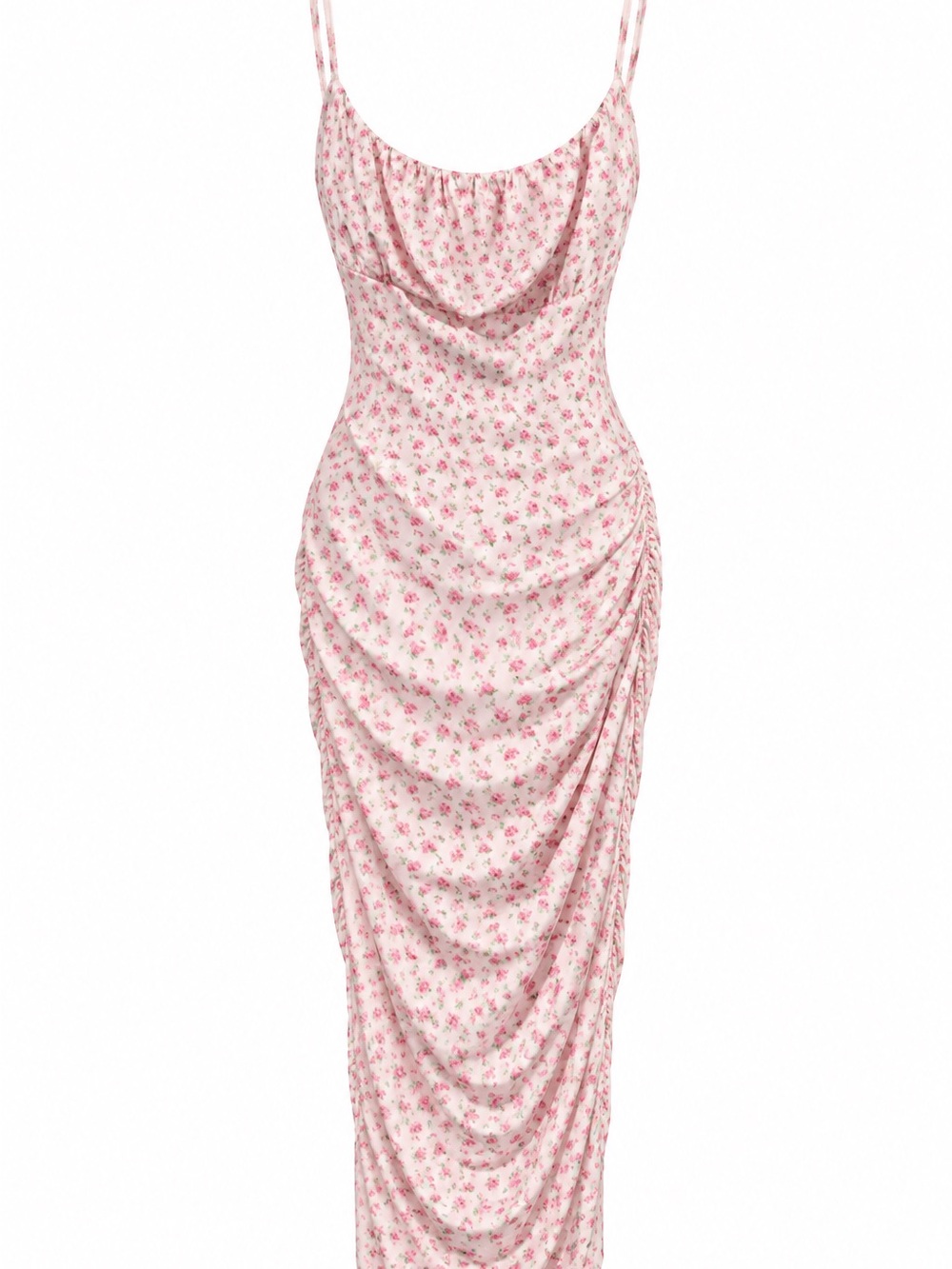 Floral Cowl Neck Slip Dress in Light Pink